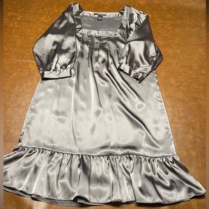 Silver/Grey Pleated Dress with Ruffle by Vertigo Paris Size Medium